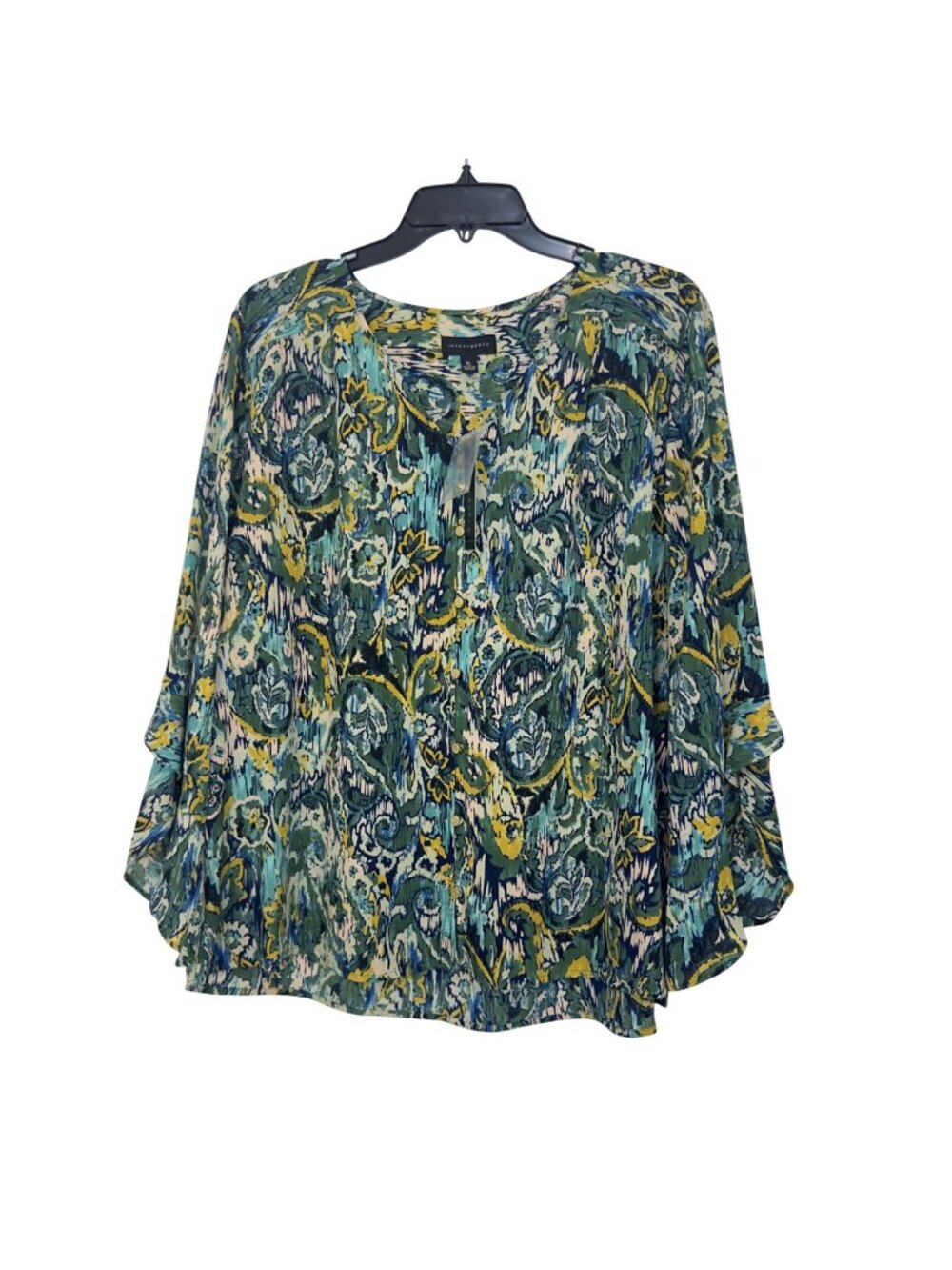 Etched Paisley Print Womens Blouse Size XL By Investments Lightweight Polyester